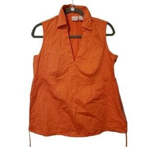Lindsay Stevens Womens Sz L Orange  Solid Cap Sleeve Maternity Blouse